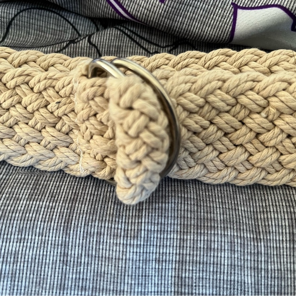 Braided Tan Belt with Silver Buckle
